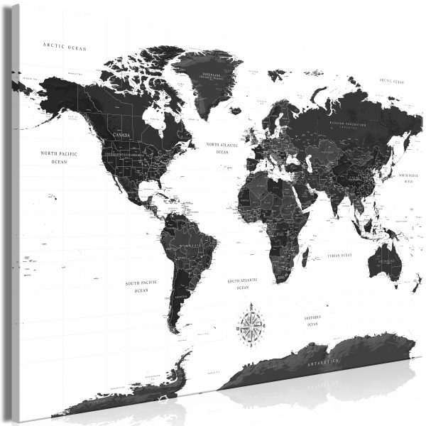 Obraz – Black and White Map (1 Part) Wide Obraz – Black and White Map (1 Part) Wide