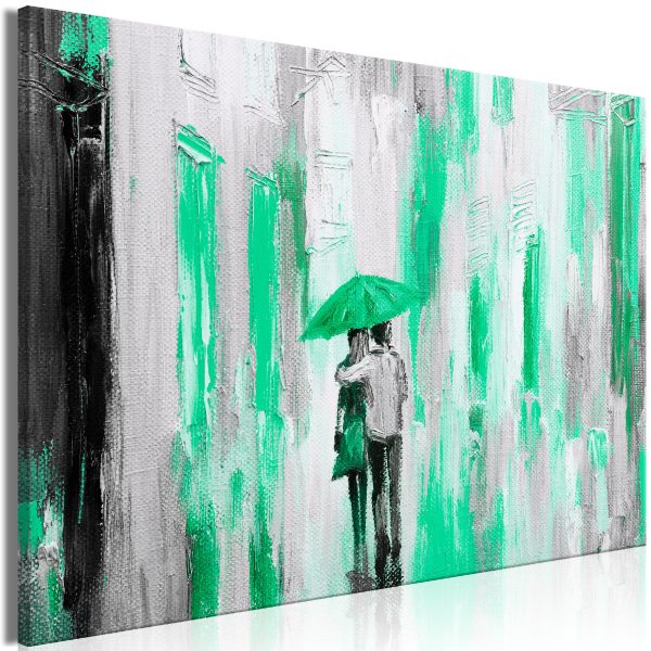 Obraz – Umbrella in Love (1 Part) Wide Green Obraz – Umbrella in Love (1 Part) Wide Green