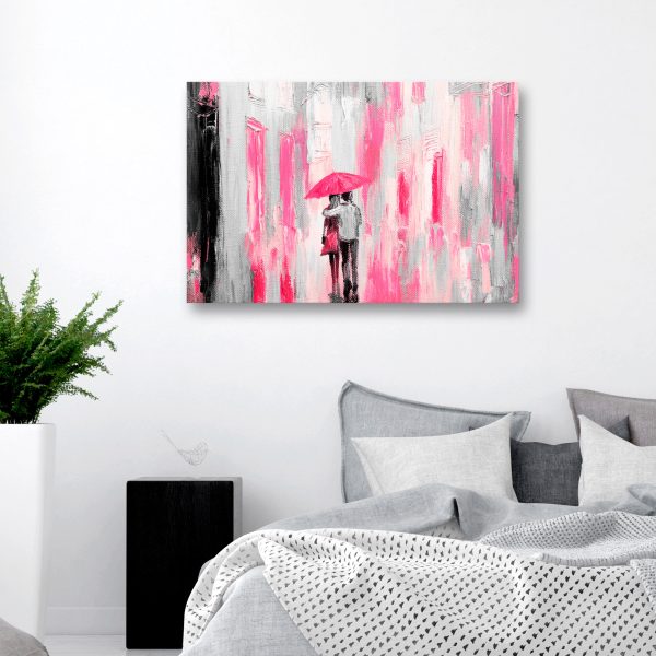 Obraz – Umbrella in Love (1 Part) Wide Pink Obraz – Umbrella in Love (1 Part) Wide Pink
