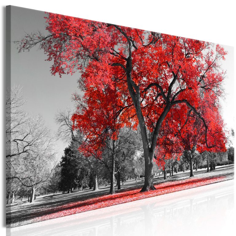 Obraz – Autumn in the Park (1 Part) Narrow Red Obraz – Autumn in the Park (1 Part) Narrow Red