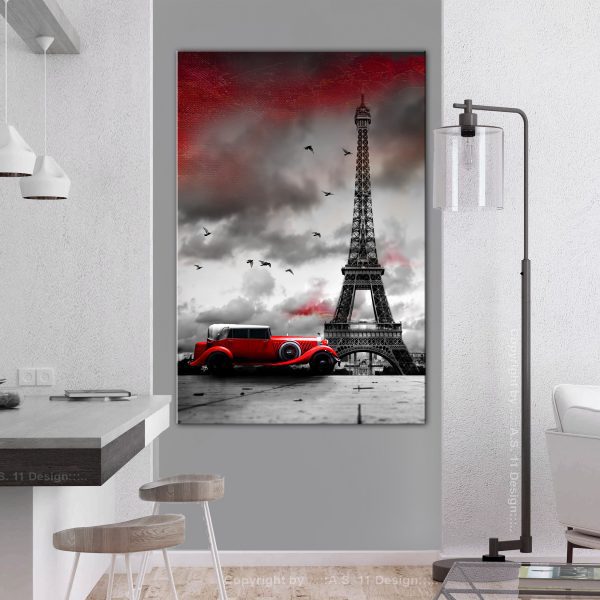 Obraz – Red Car in Paris (1 Part) Vertical Obraz – Red Car in Paris (1 Part) Vertical