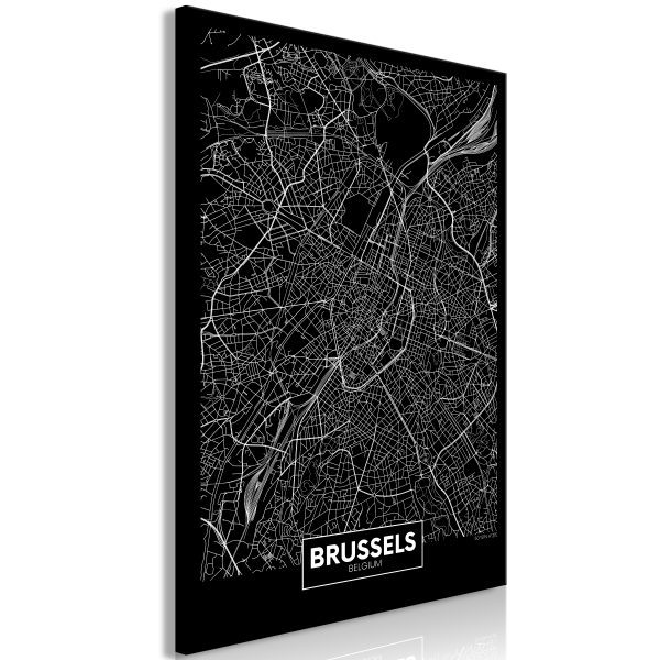 Obraz – Dark Map of Brussels (1 Part) Vertical Obraz – Dark Map of Brussels (1 Part) Vertical