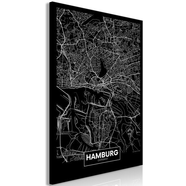 Obraz – Dark Map of Hamburg (1 Part) Vertical Obraz – Dark Map of Hamburg (1 Part) Vertical