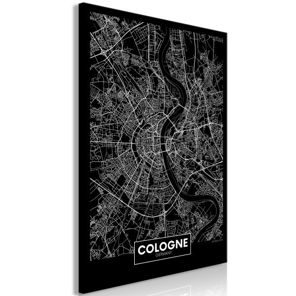Obraz – Dark Map of Cologne (1 Part) Vertical Obraz – Dark Map of Cologne (1 Part) Vertical