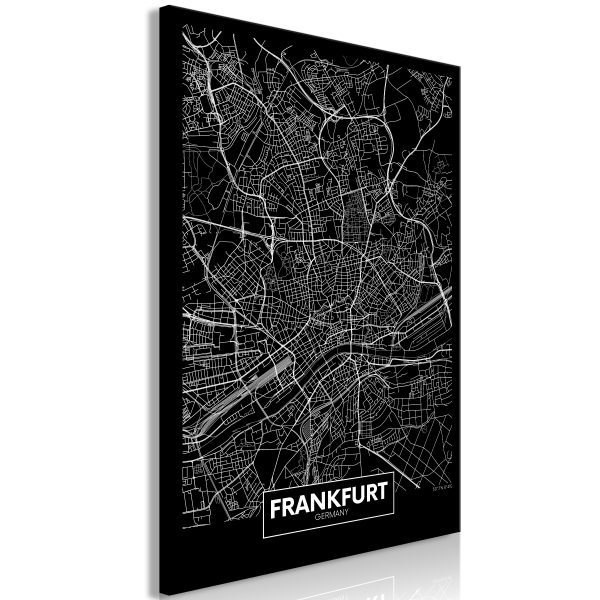 Obraz – Dark Map of Frankfurt (1 Part) Vertical Obraz – Dark Map of Frankfurt (1 Part) Vertical