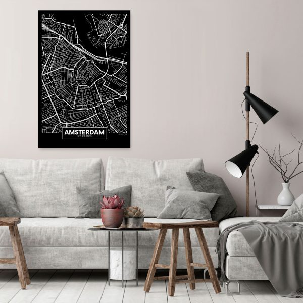 Obraz – Dark Map of Amsterdam (1 Part) Vertical Obraz – Dark Map of Amsterdam (1 Part) Vertical