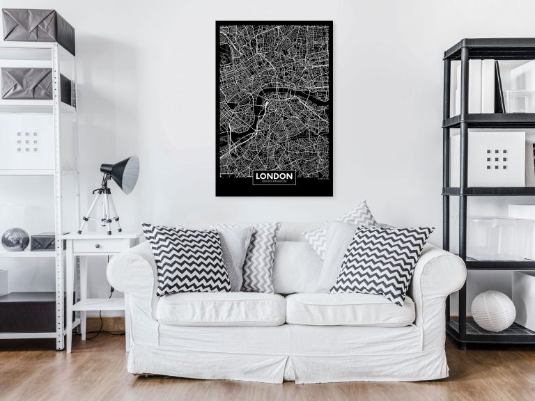 Obraz – Dark Map of London (1 Part) Vertical Obraz – Dark Map of London (1 Part) Vertical
