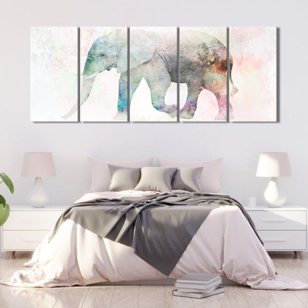 Obraz – Painted Elephant (5 Parts) Narrow Obraz – Painted Elephant (5 Parts) Narrow