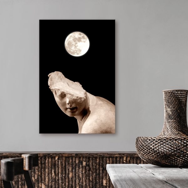 Obraz – Moon and Statue (1 Part) Vertical Obraz – Moon and Statue (1 Part) Vertical