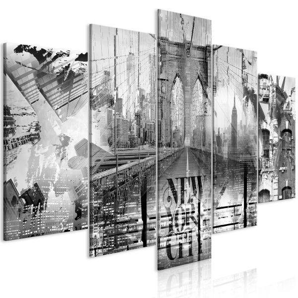 Obraz – New York City Collage (5 Parts) Wide Black and White Obraz – New York City Collage (5 Parts) Wide Black and White