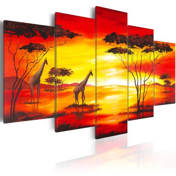 Obraz – Giraffes on the background with sunset Obraz – Giraffes on the background with sunset