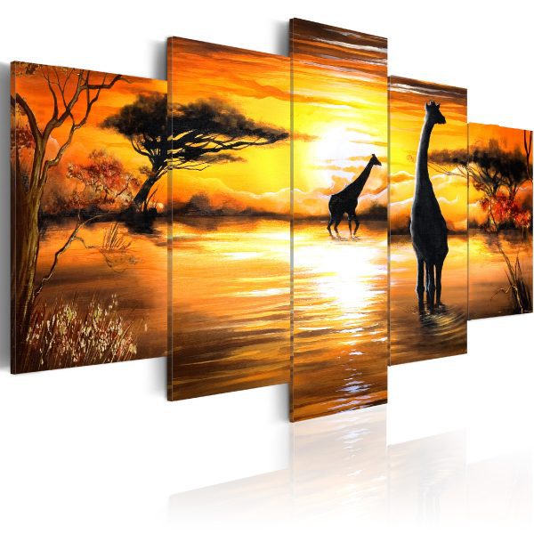 Obraz – Giraffes on the background with sunset Obraz – Giraffes on the background with sunset