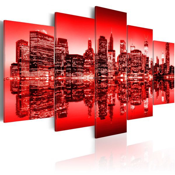 Obraz – Red glow over New York – 5 pieces Obraz – Red glow over New York – 5 pieces