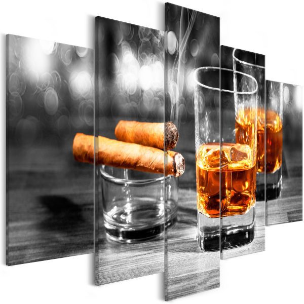Obraz – Cigars and Whiskey (5 Parts) Wide Obraz – Cigars and Whiskey (5 Parts) Wide