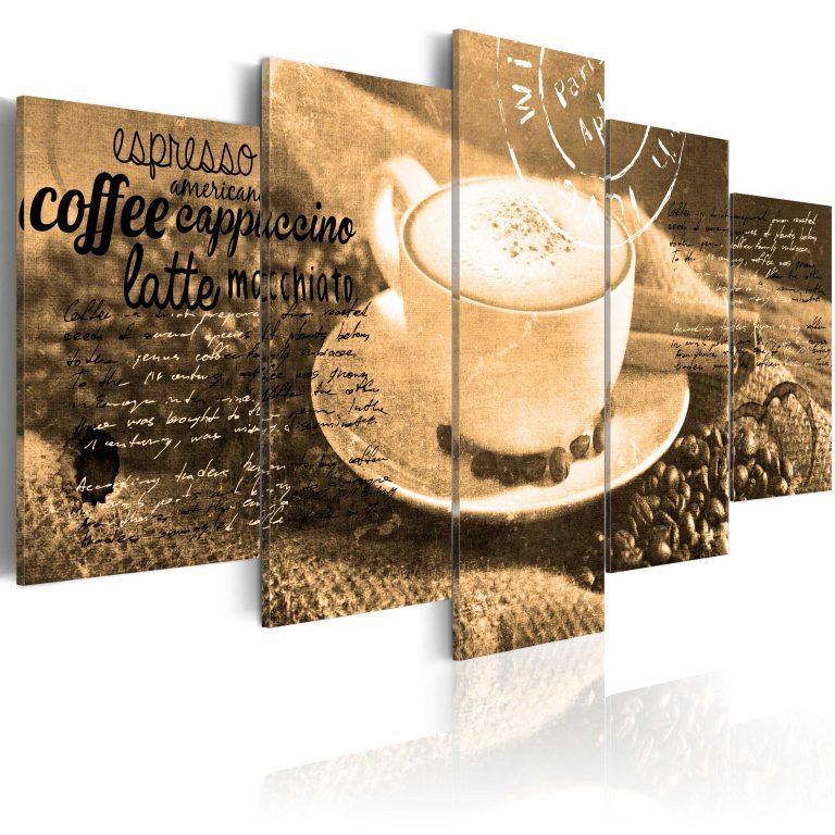 Obraz – Coffe, Espresso, Cappuccino, Latte machiato … – sepia Obraz – Coffe, Espresso, Cappuccino, Latte machiato … – sepia