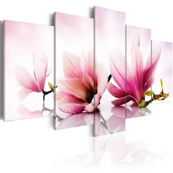 Obraz – Magnolias over Water (5 Parts) Wide Pink Obraz – Magnolias over Water (5 Parts) Wide Pink