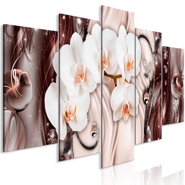 Obraz – Orchid Waterfall (5 Parts) Wide Brown Obraz – Orchid Waterfall (5 Parts) Wide Brown