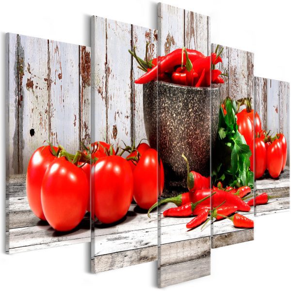 Obraz – Red Vegetables (5 Parts) Wood Wide Obraz – Red Vegetables (5 Parts) Wood Wide