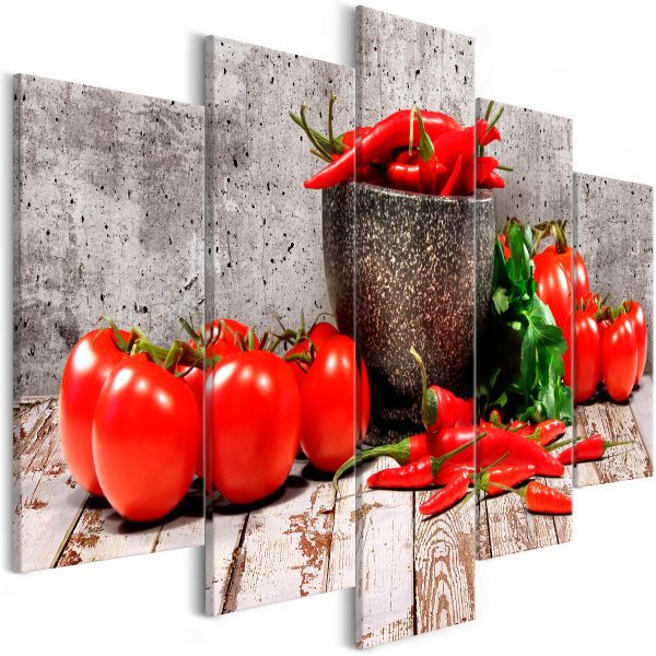 Obraz – Red Vegetables (5 Parts) Brick Wide Obraz – Red Vegetables (5 Parts) Brick Wide