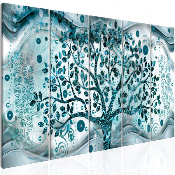 Obraz – Tree and Waves (5 Parts) Blue Obraz – Tree and Waves (5 Parts) Blue