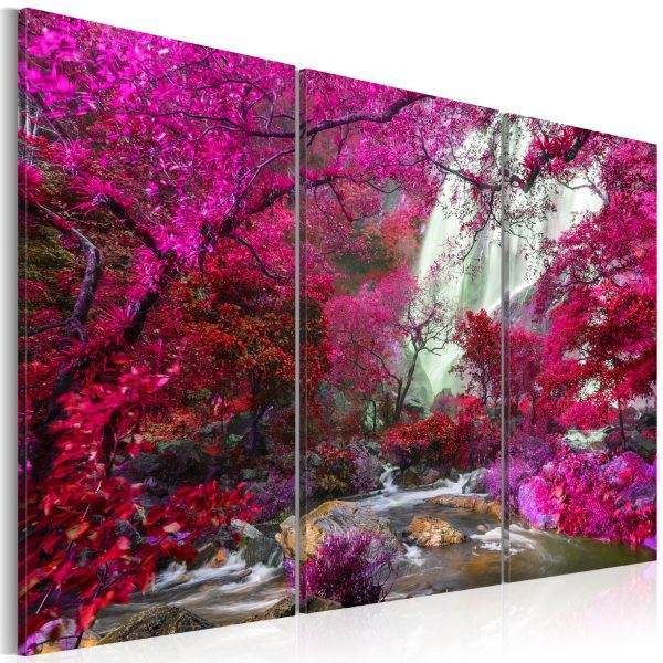Obraz – Beautiful Waterfall: Pink Forest Obraz – Beautiful Waterfall: Pink Forest