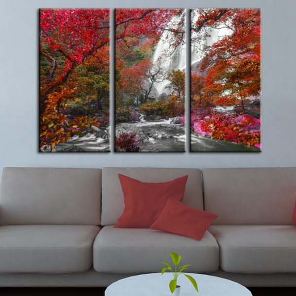 Obraz – Beautiful Waterfall: Autumnal Forest Obraz – Beautiful Waterfall: Autumnal Forest