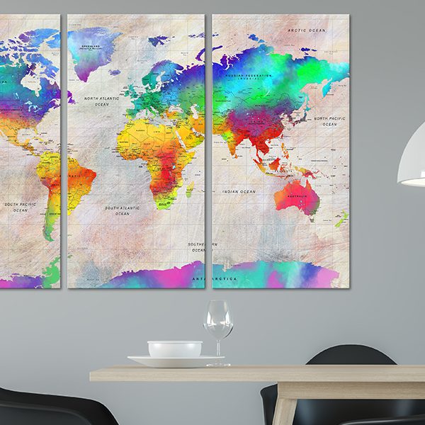 Obraz – World Map: Rainbow Gradient Obraz – World Map: Rainbow Gradient
