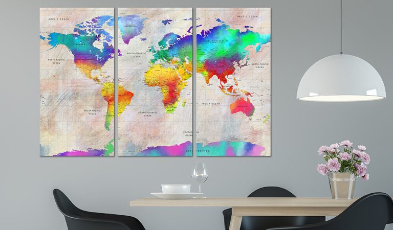 Obraz – World Map: Rainbow Gradient Obraz – World Map: Rainbow Gradient