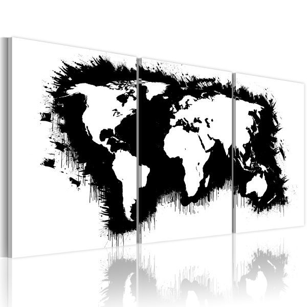 Obraz – The World map in black-and-white Obraz – The World map in black-and-white