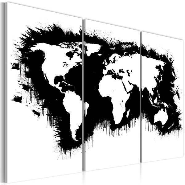 Obraz – Monochromatic map of the World – triptych Obraz – Monochromatic map of the World – triptych