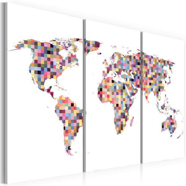 Obraz – Map of the World – pixels – triptych Obraz – Map of the World – pixels – triptych