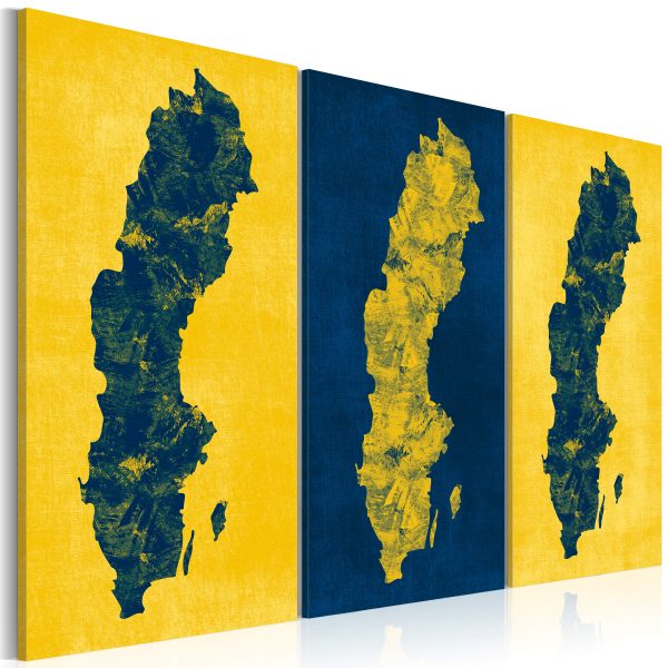 Obraz – Painted map of Sweden – triptych Obraz – Painted map of Sweden – triptych