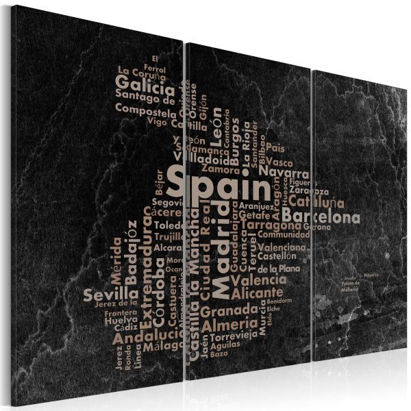 Obraz – Text map of Spain on the blackboard – triptych Obraz – Text map of Spain on the blackboard – triptych
