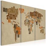 Obraz – Map of the World (German language) – triptych Obraz – Map of the World (German language) – triptych