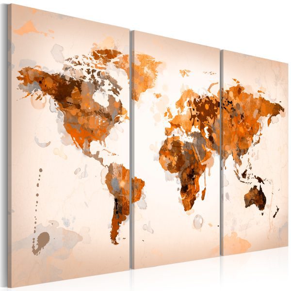Obraz – Map of the World – Desert storm – triptych Obraz – Map of the World – Desert storm – triptych