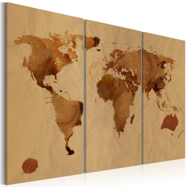 Obraz – The World painted with coffee – triptych Obraz – The World painted with coffee – triptych