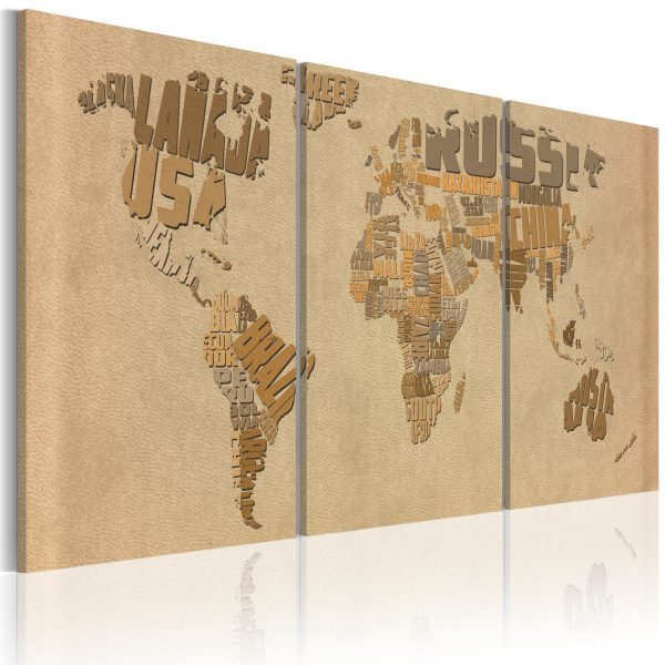 Obraz – The world map in beige and brown Obraz – The world map in beige and brown