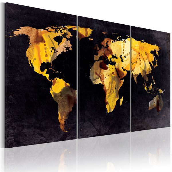 Obraz – The World map – colored smoke trails – triptych Obraz – The World map – colored smoke trails – triptych