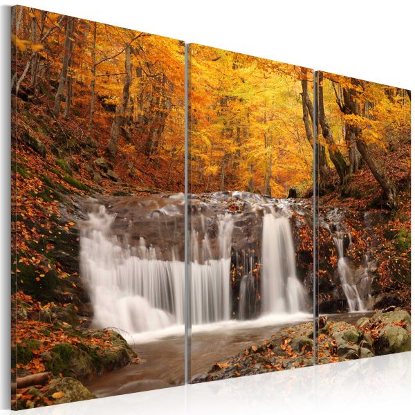 Obraz – Vodopád mezi podzimními stromy Obraz – Vodopád mezi podzimními stromy