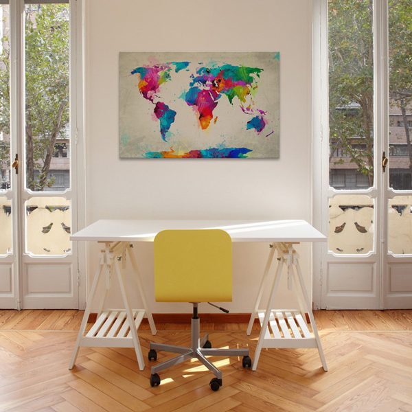 Obraz – Map of the world – an explosion of colors Obraz – Map of the world – an explosion of colors