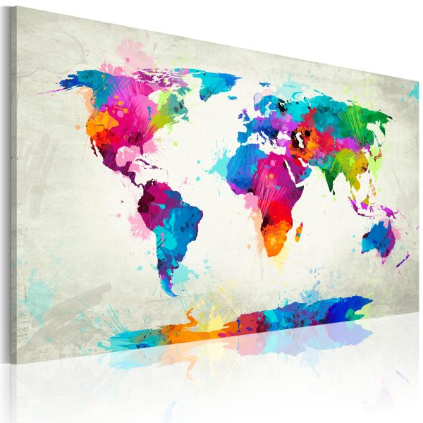 Obraz – Map of the world – an explosion of colors Obraz – Map of the world – an explosion of colors