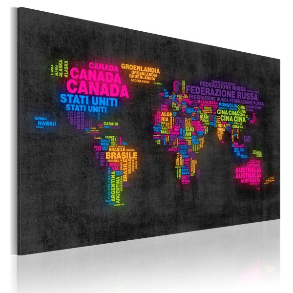 Obraz – The map of the World, German language:Beige continents – triptych Obraz – The map of the World, German language:Beige continents – triptych