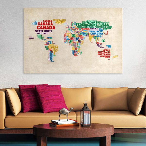 Obraz – Italian names of countries in vivid colors Obraz – Italian names of countries in vivid colors