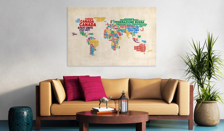 Obraz – Italian names of countries in vivid colors Obraz – Italian names of countries in vivid colors
