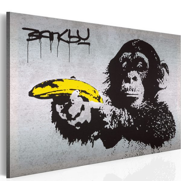Obraz – Stop or the monkey will shoot! (Banksy) Obraz – Stop or the monkey will shoot! (Banksy)