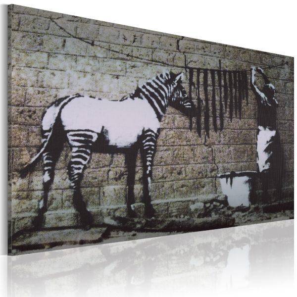 Obraz – Zebra washing (Banksy) Obraz – Zebra washing (Banksy)
