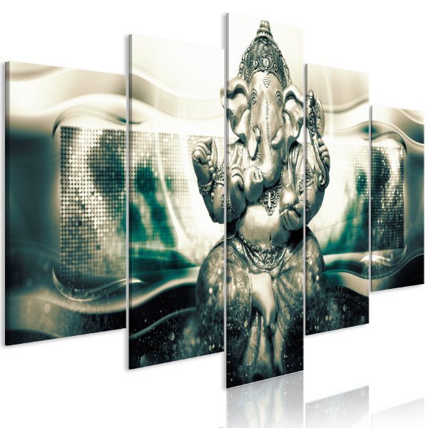 Obraz – Buddha Style (5 Parts) Silver Wide Obraz – Buddha Style (5 Parts) Silver Wide