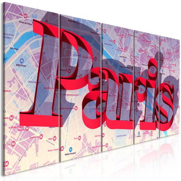 Obraz – Red Paris (5 Parts) Narrow Obraz – Red Paris (5 Parts) Narrow
