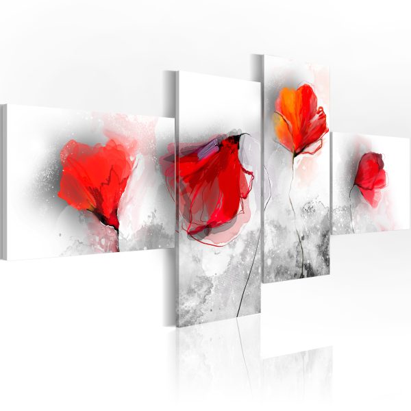 Čtyřdílný obraz Červené květy Čtyřdílný obraz Červené květy