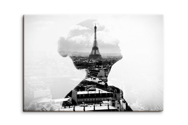 Černobílý obraz dáma v Paříži Černobílý obraz dáma v Paříži